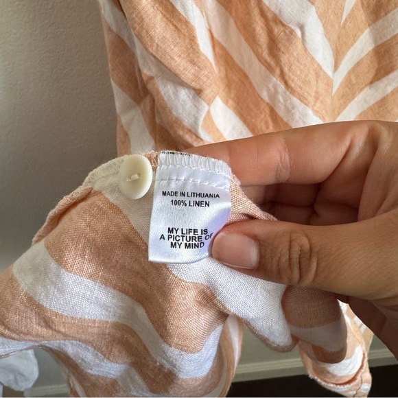 Flax Skyline Dress Linen Button Down Dress Carrot Stripe - Picture 5 of 8